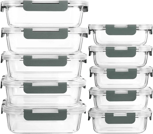 Glass Containers for Food Storage, 10-Pack