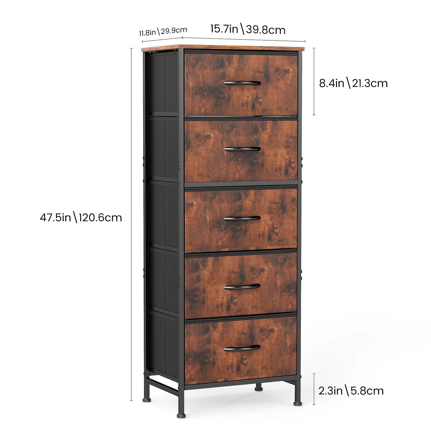 Storage Furniture for Bedroom, 5 Fabric Drawers