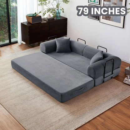 Sleeper Sofa Bed, 79'' L-Shaped Armrests Foldable