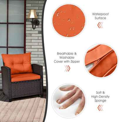 Patio Rattan Furniture Set Sofa Orange