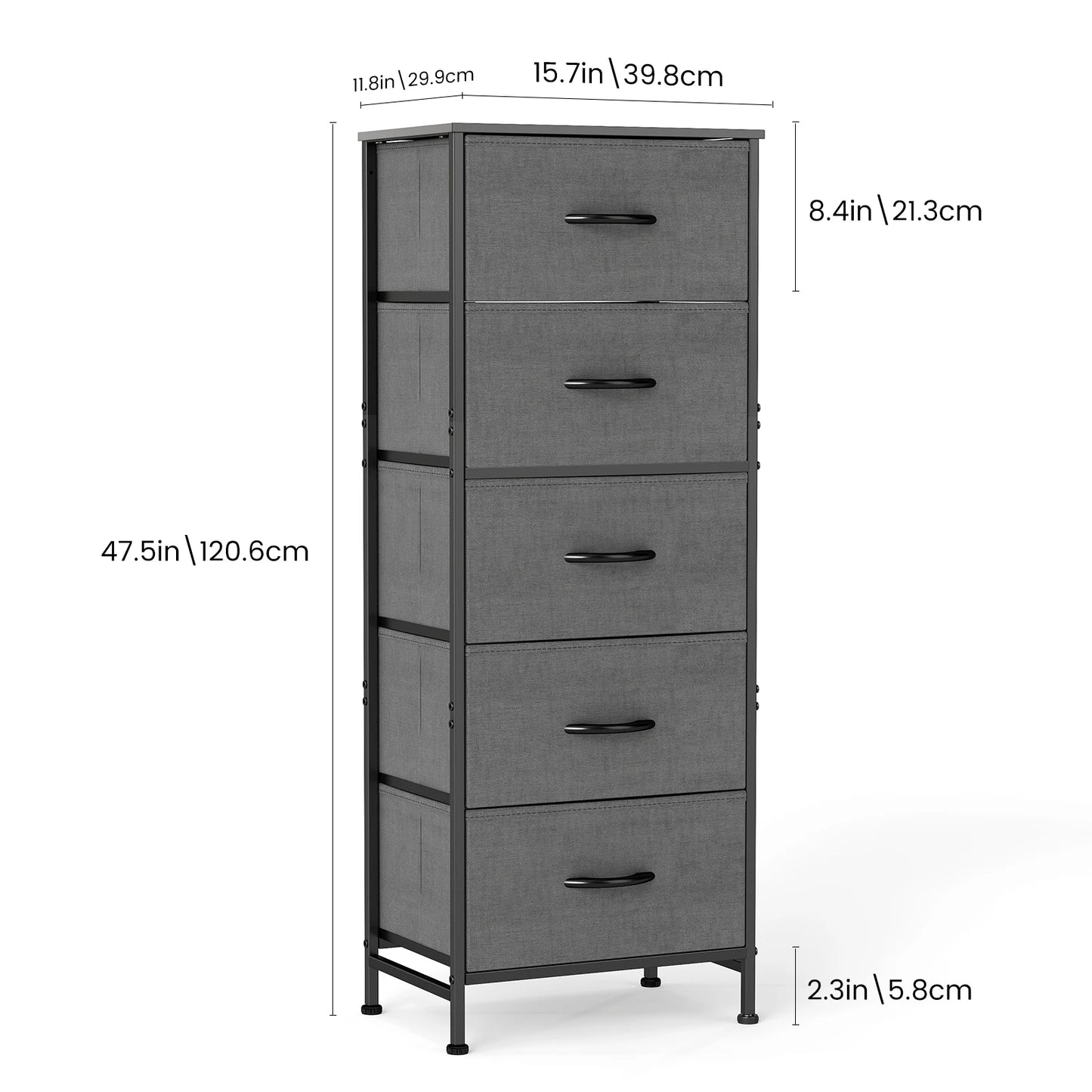 Storage Furniture for Bedroom, 5 Fabric Drawers