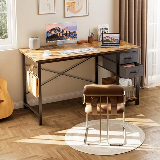 Computer Desk with 2 Drawers also Adjustable Worktable