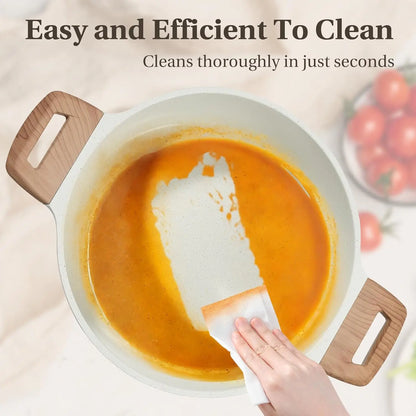 White Kitchen Cookware with Removable Handle