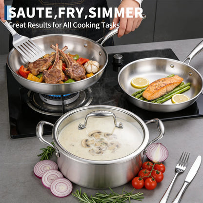 Stainless Steel Cookware Set with Lids