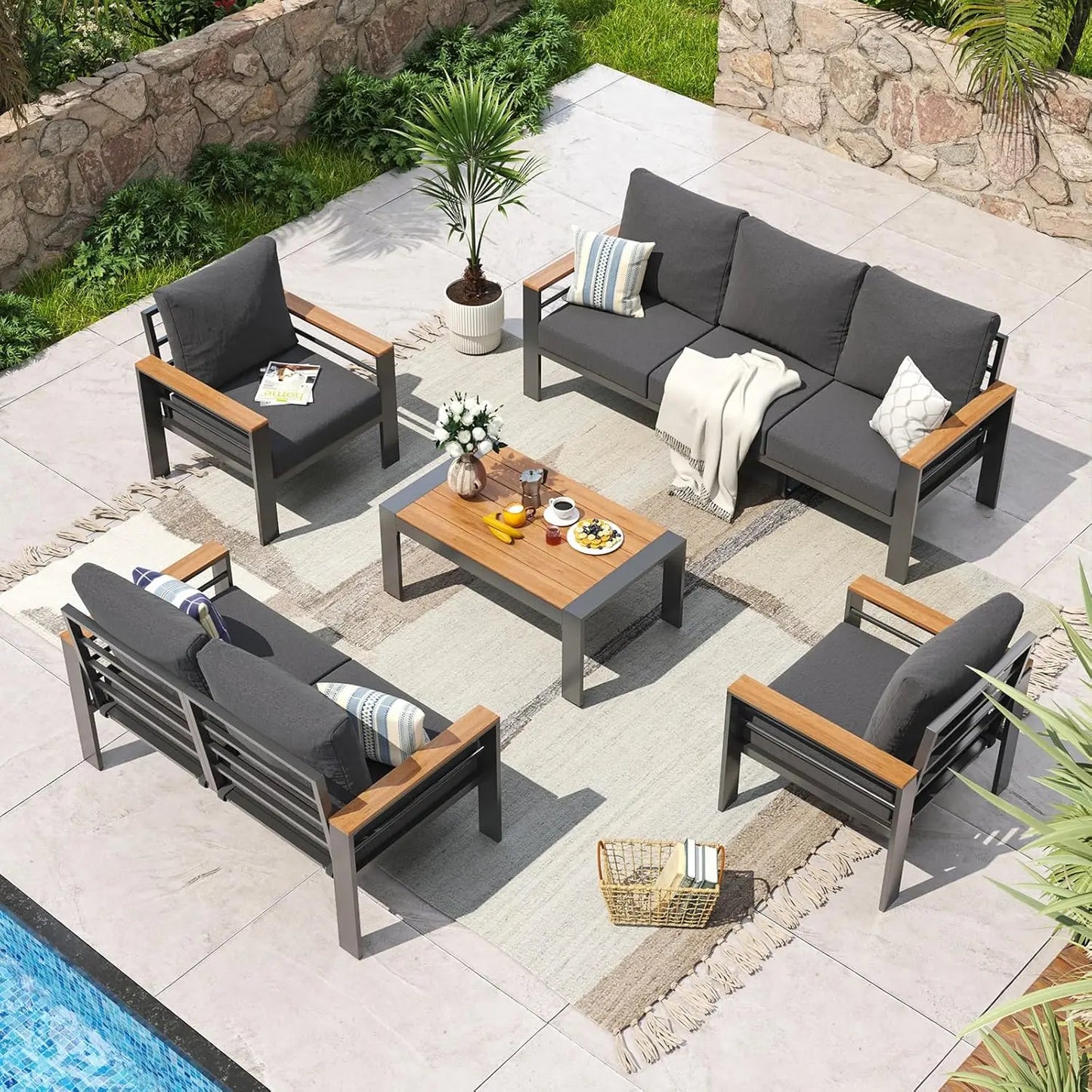 Aluminum Patio Furniture with Washable Thick Cushions