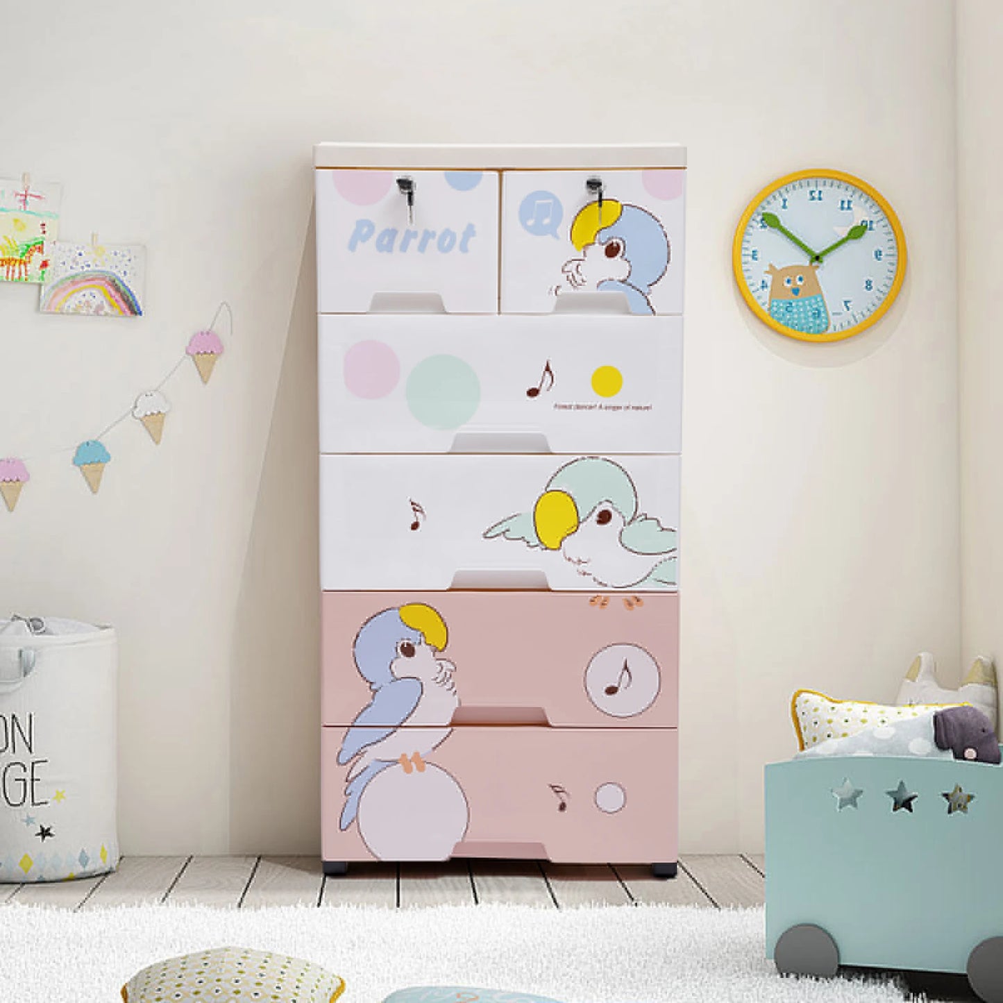 Dresser Storage, Rolling Parrot Plastic with locks