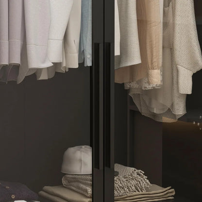 Wardrobe with Glass Doors and LED Lights