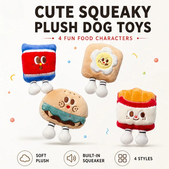 Squeaky Plush Dog Toys Cute Food Shape Puppy Chew