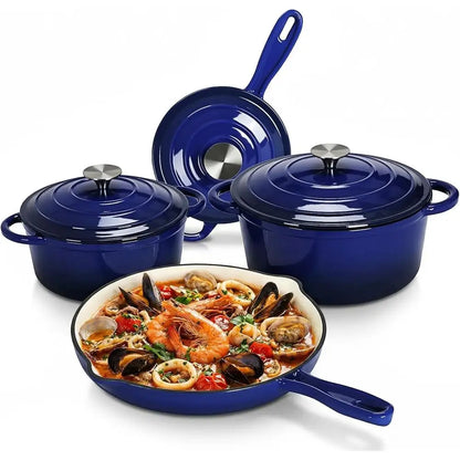 Enameled Cast Iron Cookware Set with Nonstick Cooking