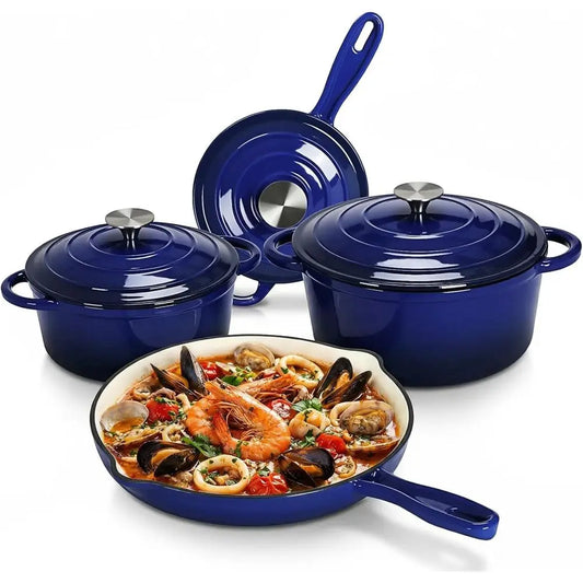 Enameled Cast Iron Cookware Set with Nonstick Cooking