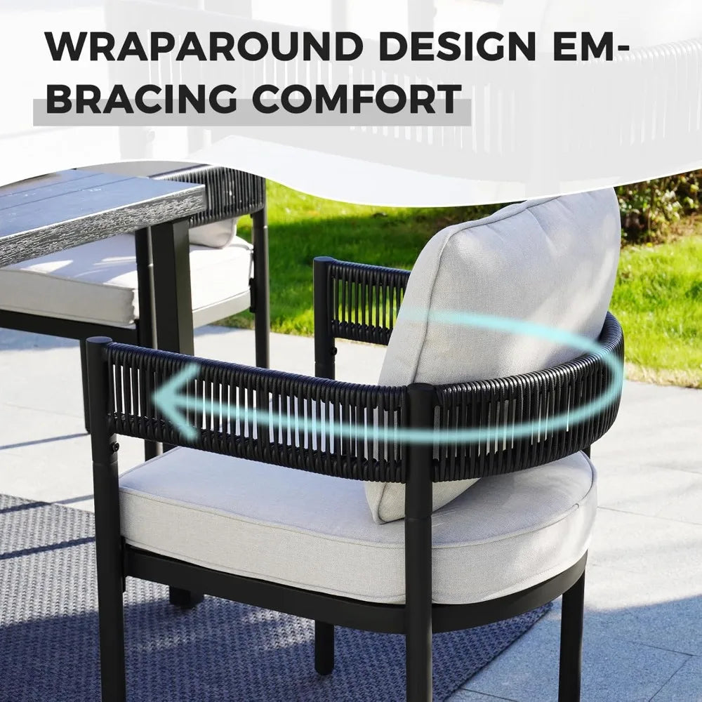 Patio Table and Chairs Set with Thickened Cushions