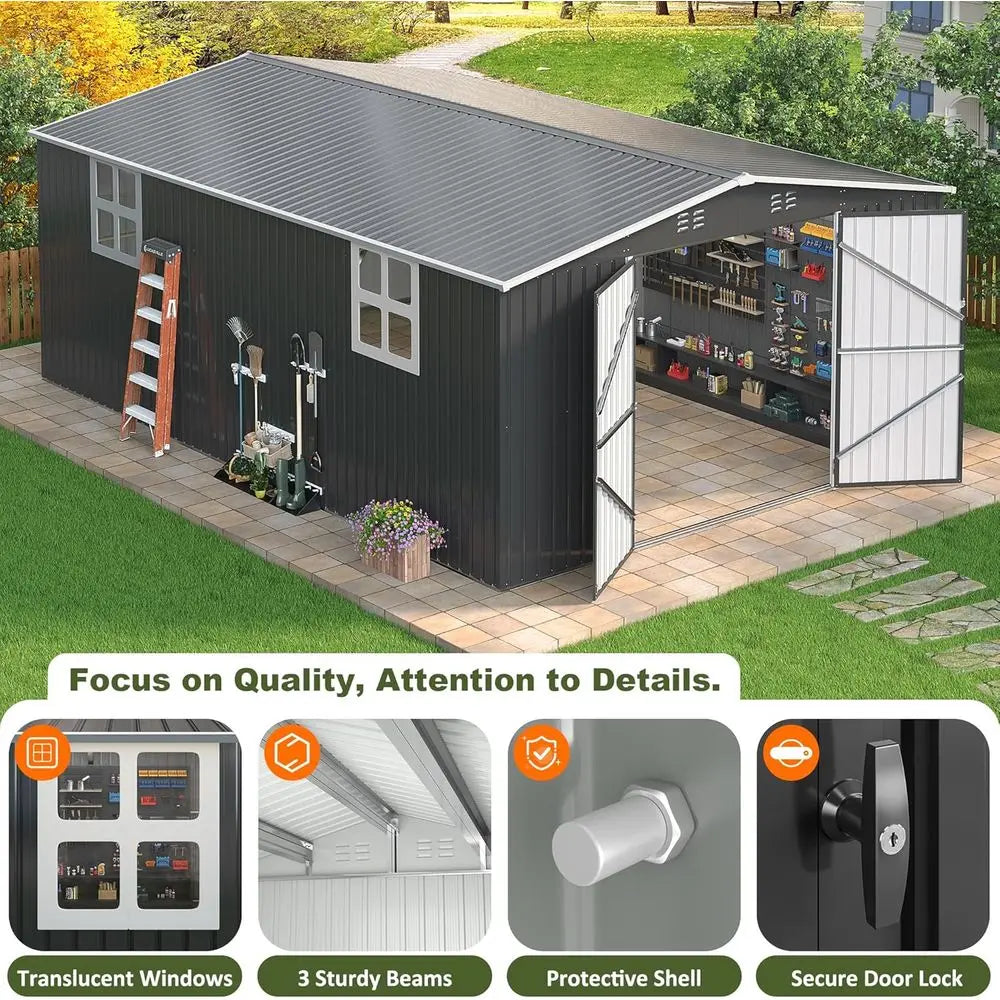 12x18 Outdoor Storage Shed with Lockable Door