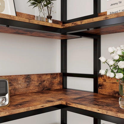 Corner Bookcases with Metal Frame for Living Room